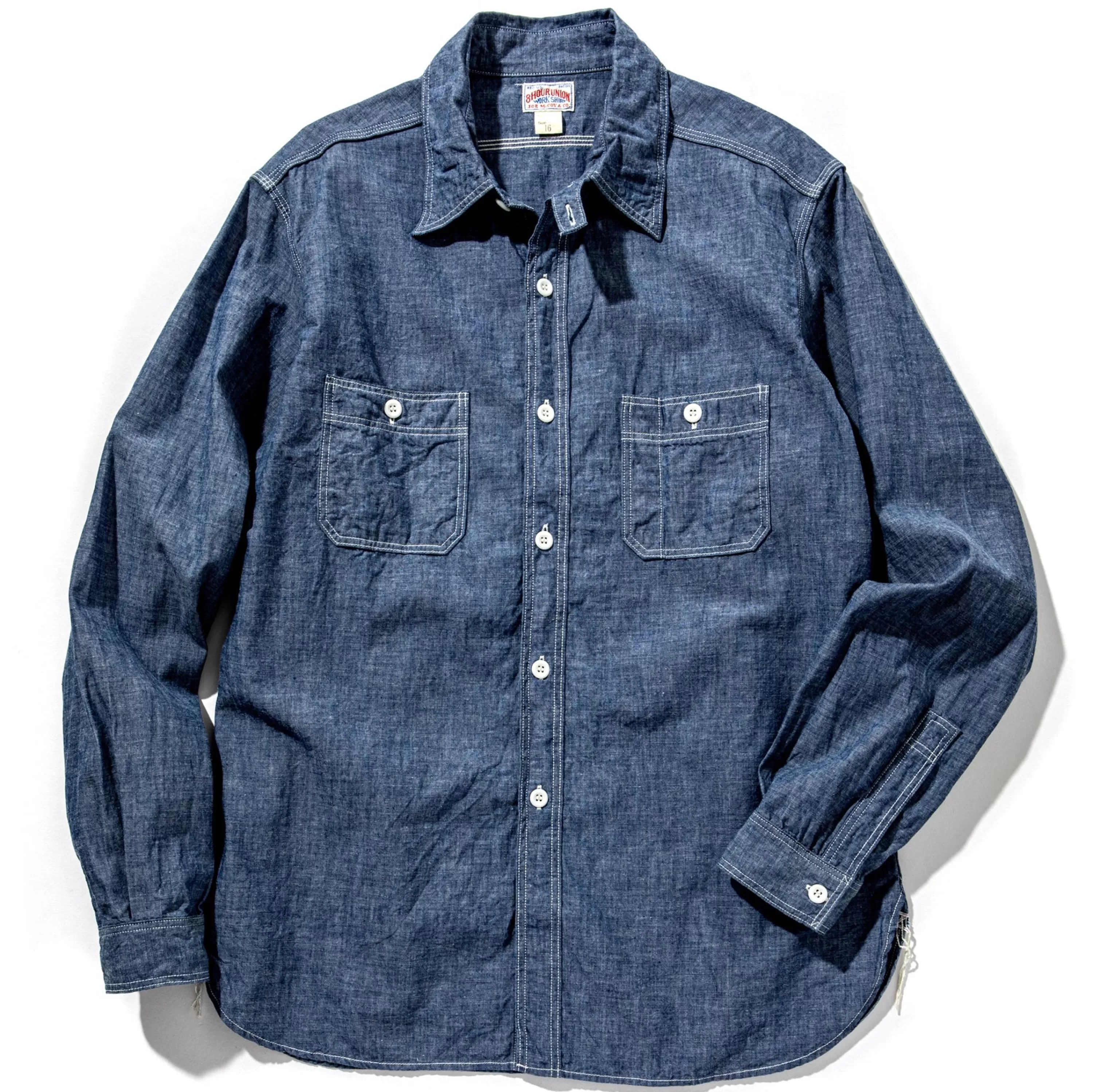 Joe McCoy 8Hu Chambray Serviceman Shirt 120 Blue New