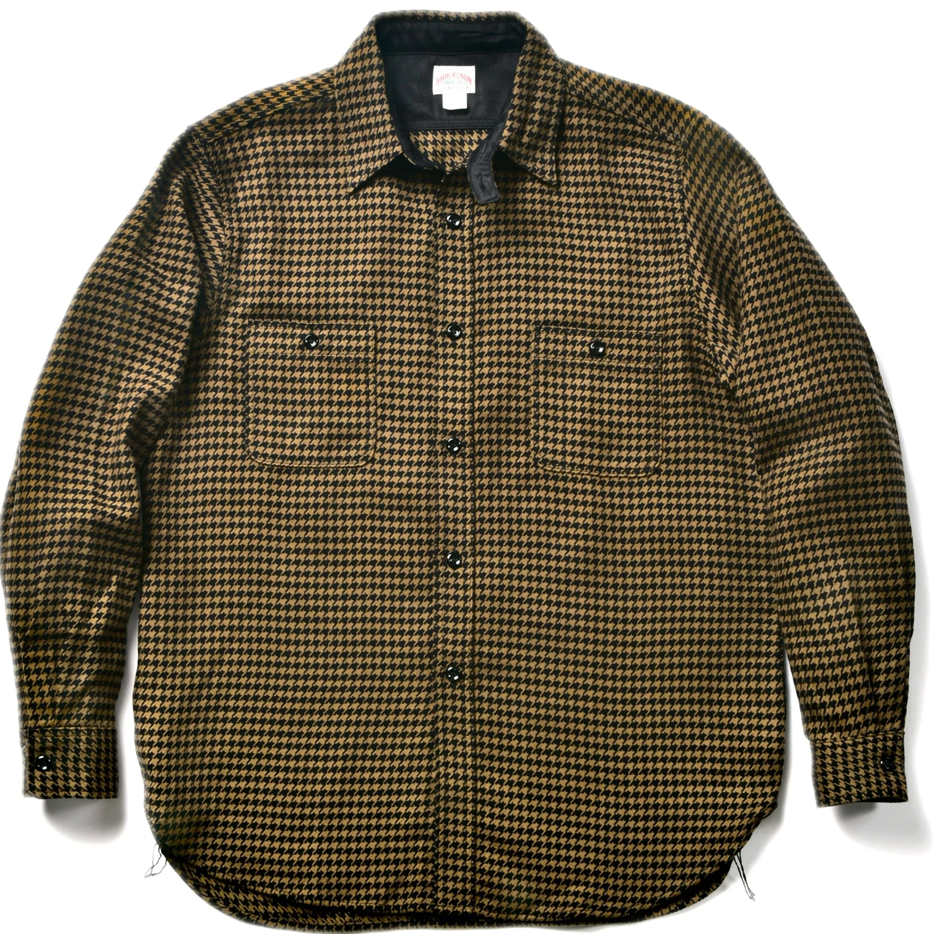 Joe McCoy 8Hu Houndstooth Flannel Shirt Mustard Hot