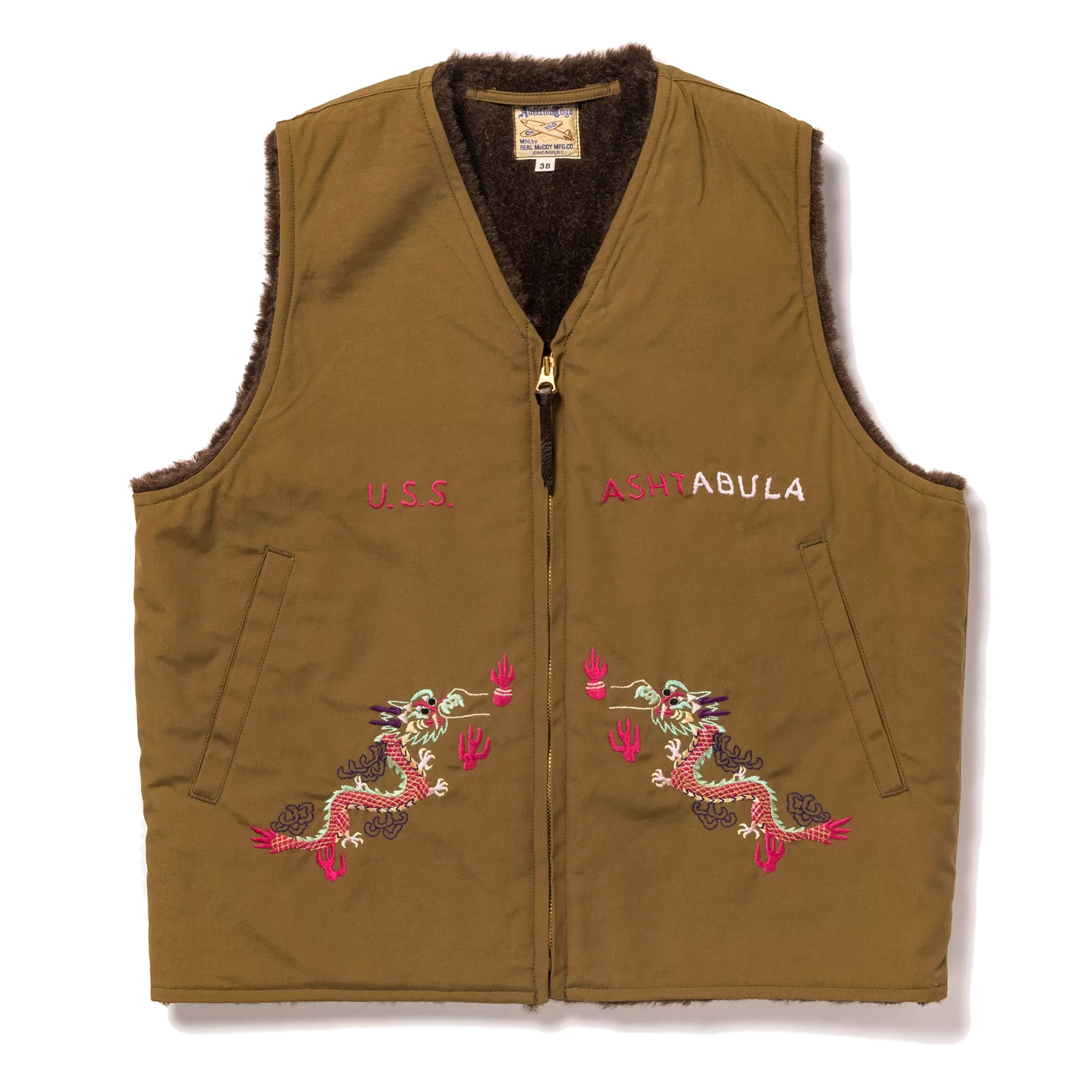 The Real McCoy's Alpaca Vest / Uss Ashtabula Khaki Hot