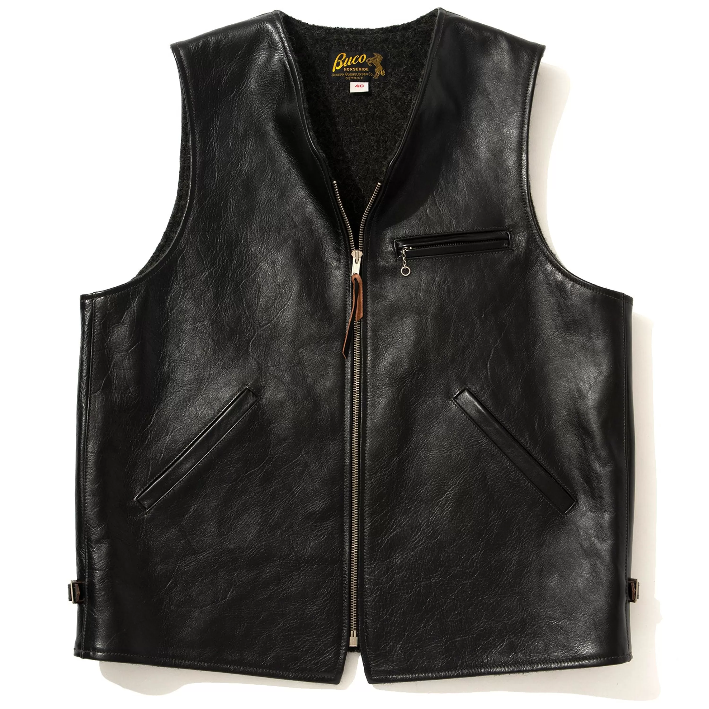 Buco Leather Alpaca Vest 030 Black Store