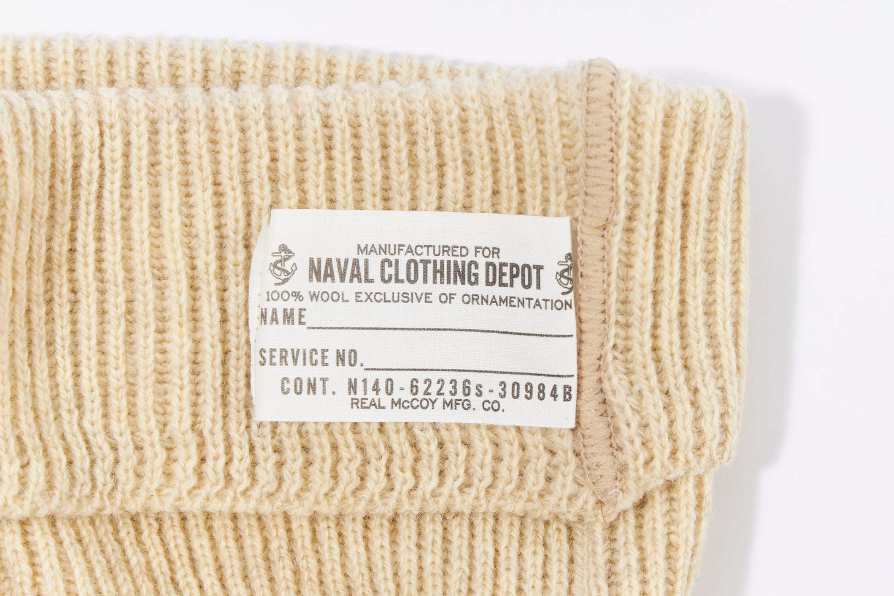 The Real McCoy's Civilian Wool Watch Cap Ecru Sale