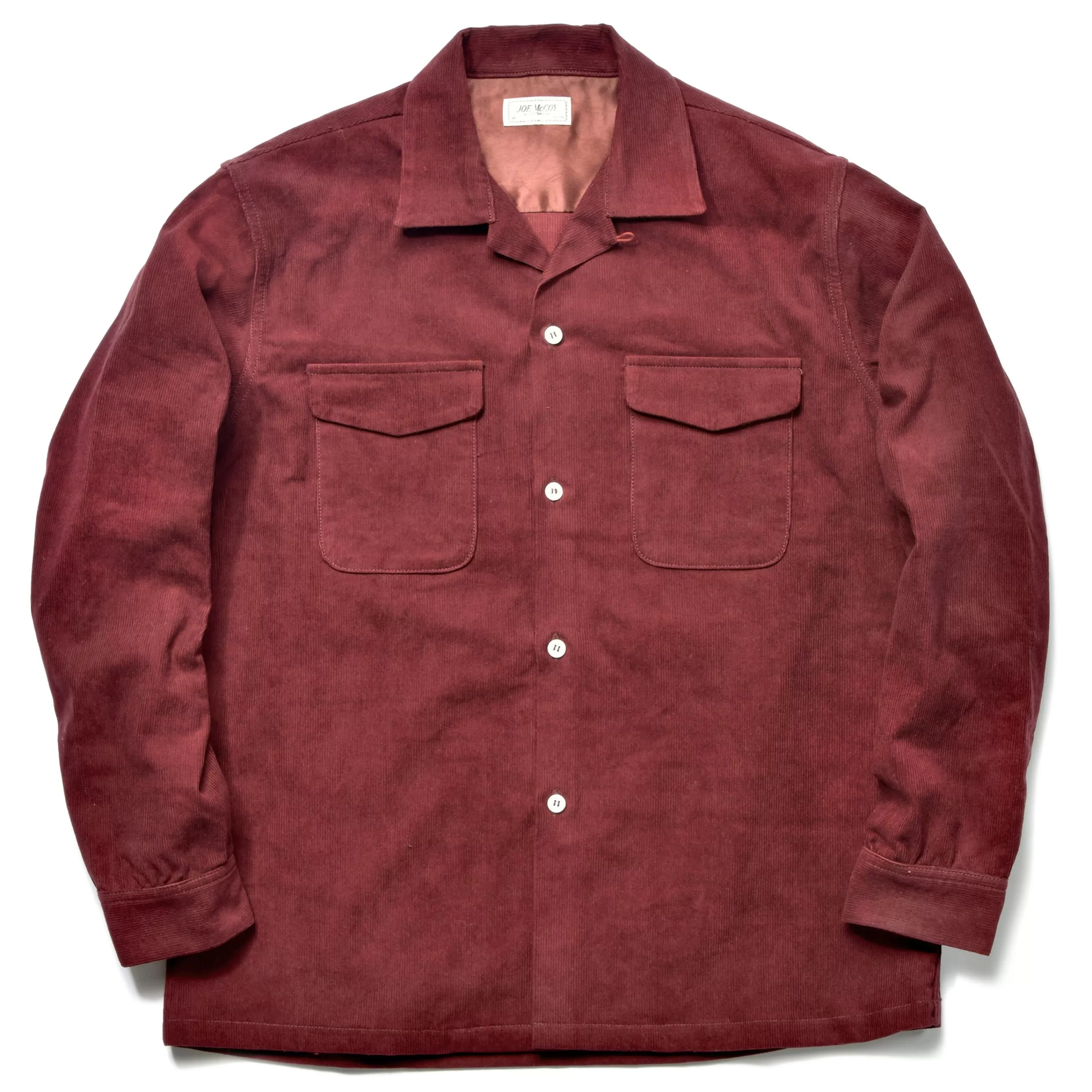 Joe McCoy Corduroy Open Collar Shirt 100 Burgundy Shop