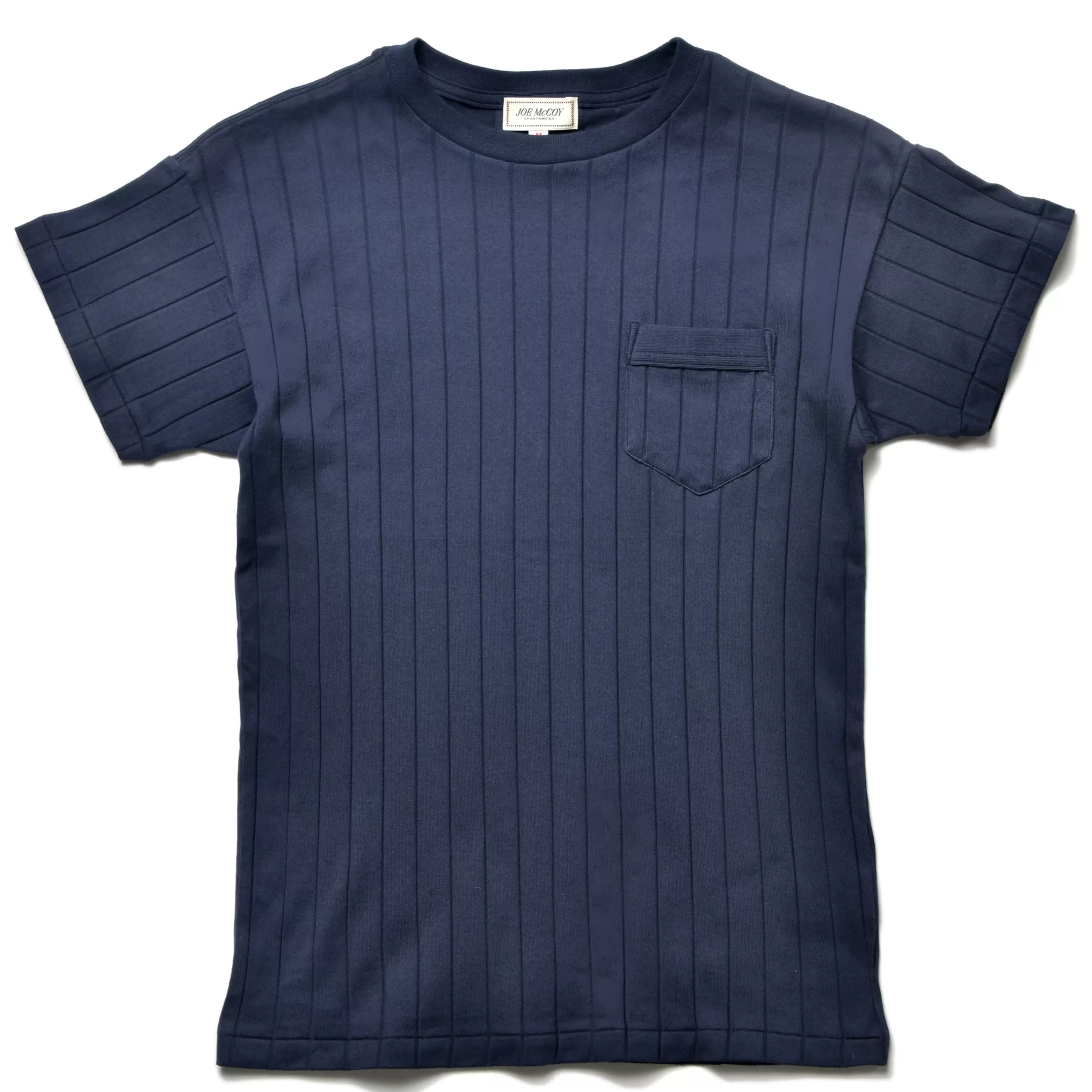 Joe McCoy Cotton Ribbed Pocket Tee 140 Navy Cheap