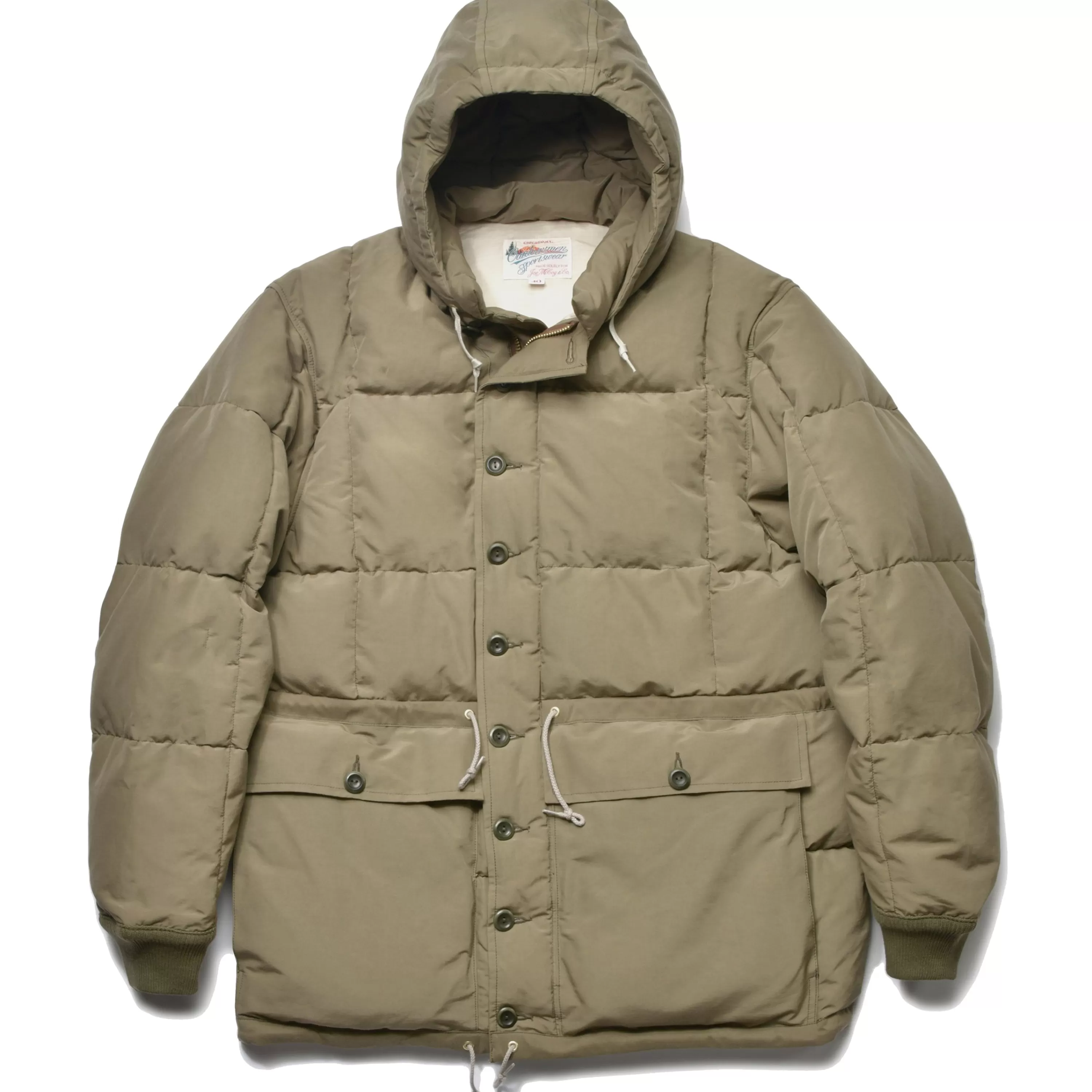 Joe McCoy Cotton/Nylon Hooded Down Jacket 150 Olive Cheap