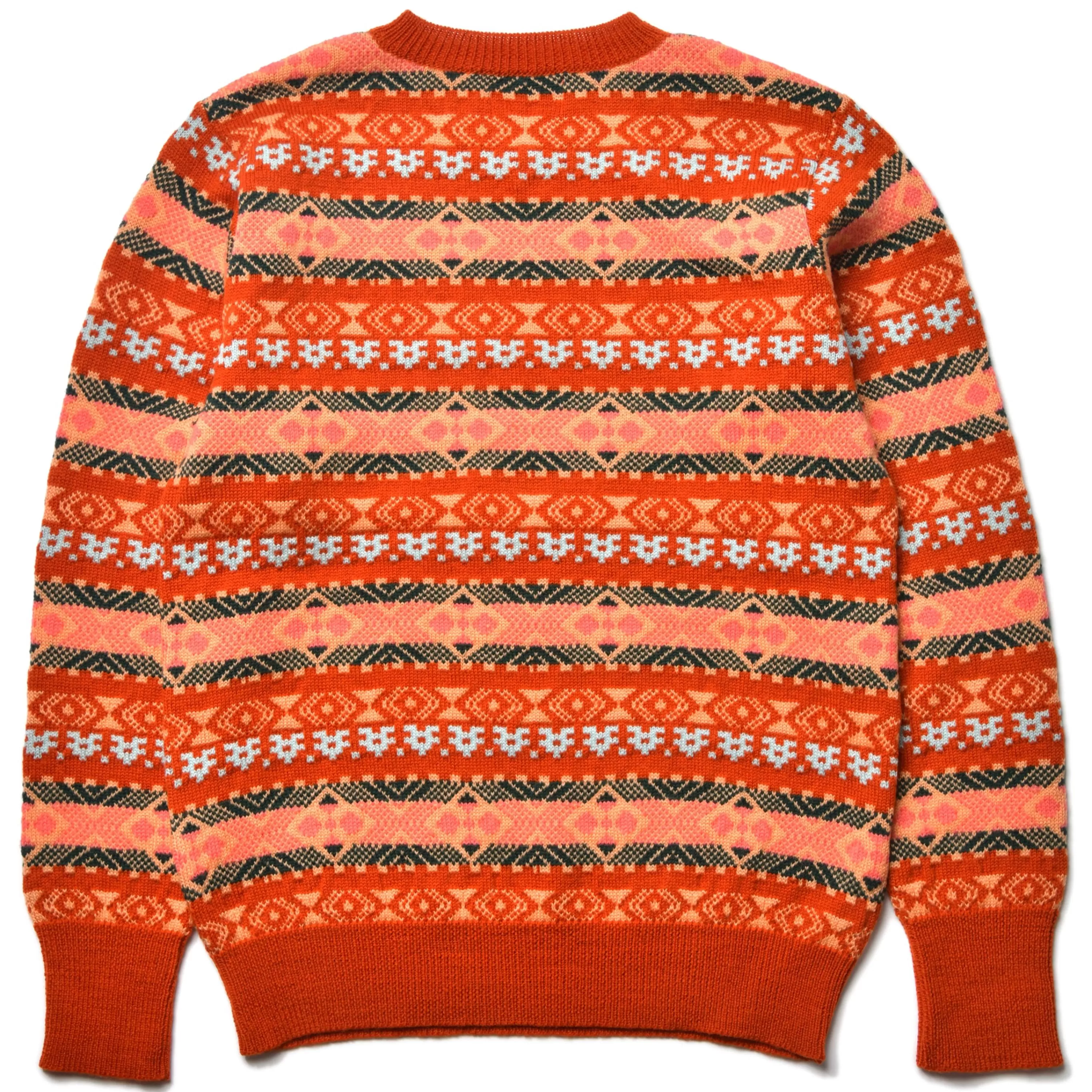 Joe McCoy Fair Isle Crew Neck Sweater 070 Orange Clearance