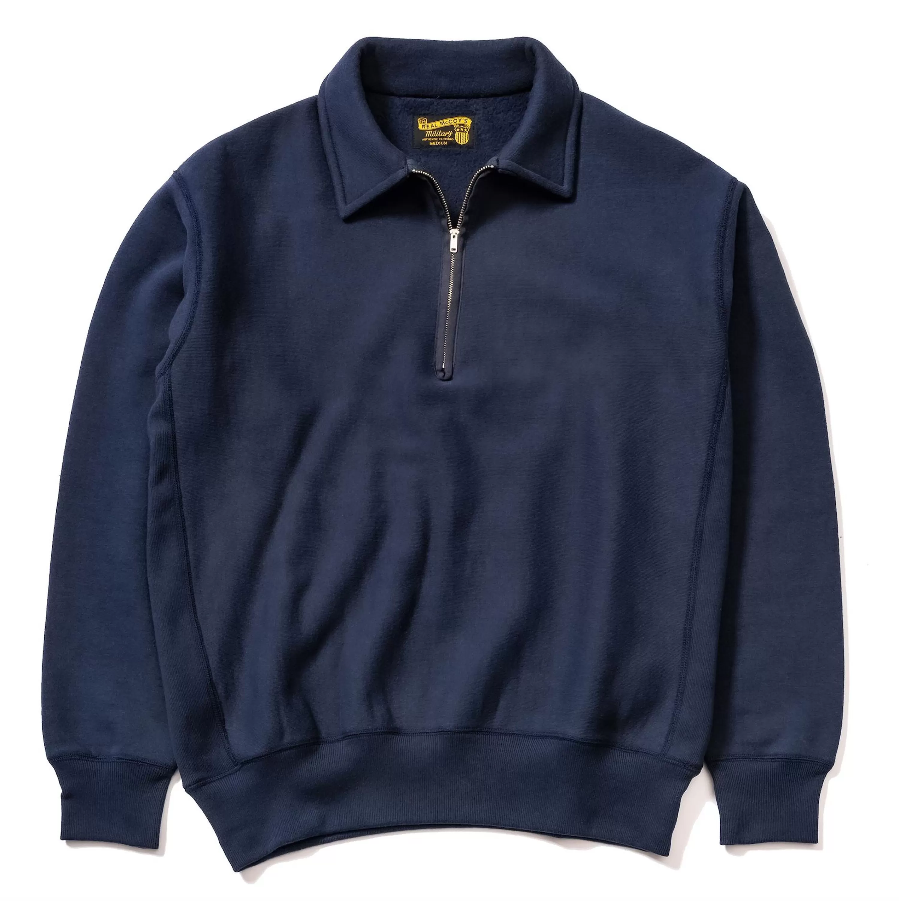 The Real McCoy's Military 1/4 Zip Sweatshirt / Plain Navy Best