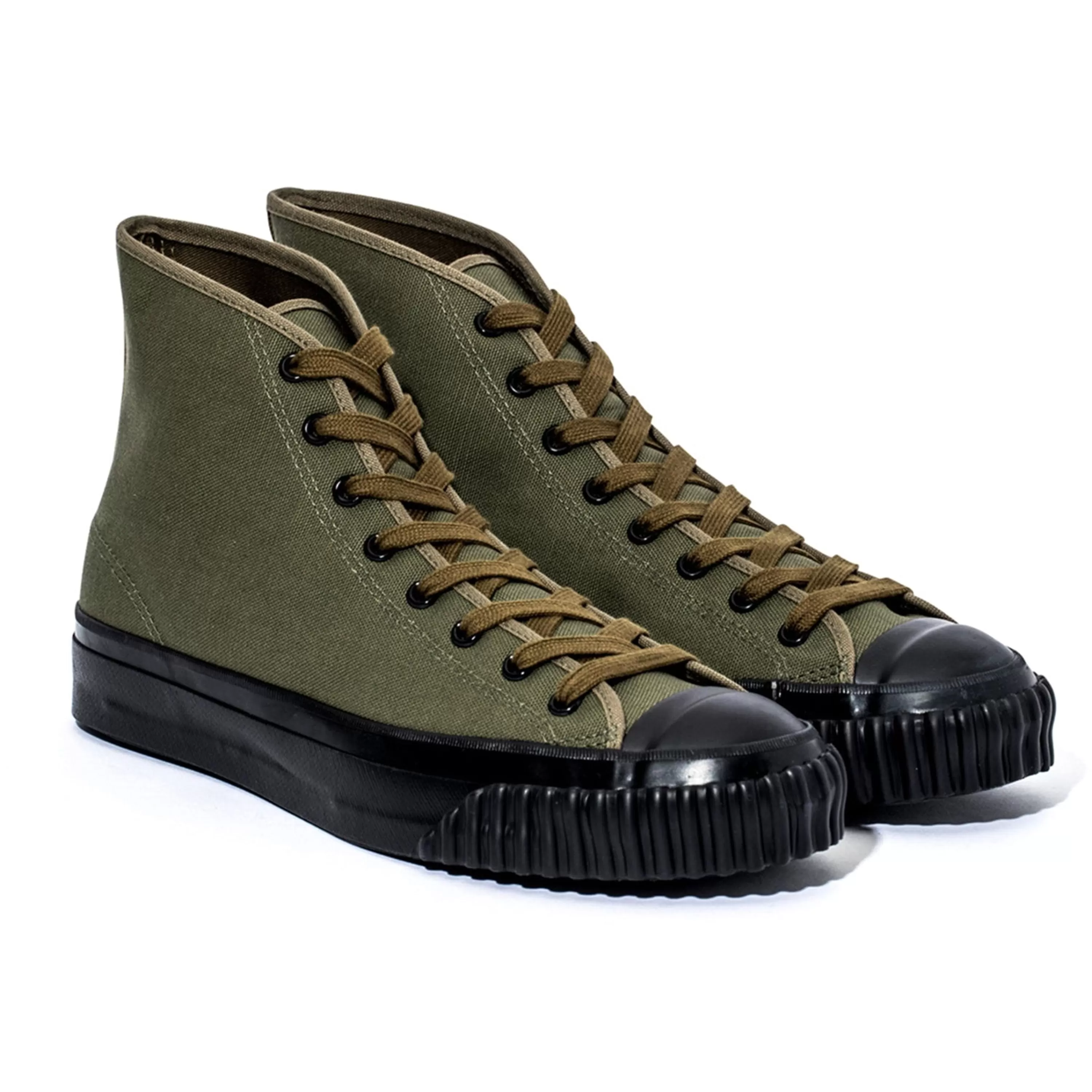 The Real McCoy's Military Canvas Training Shoes 160 Olive Flash Sale
