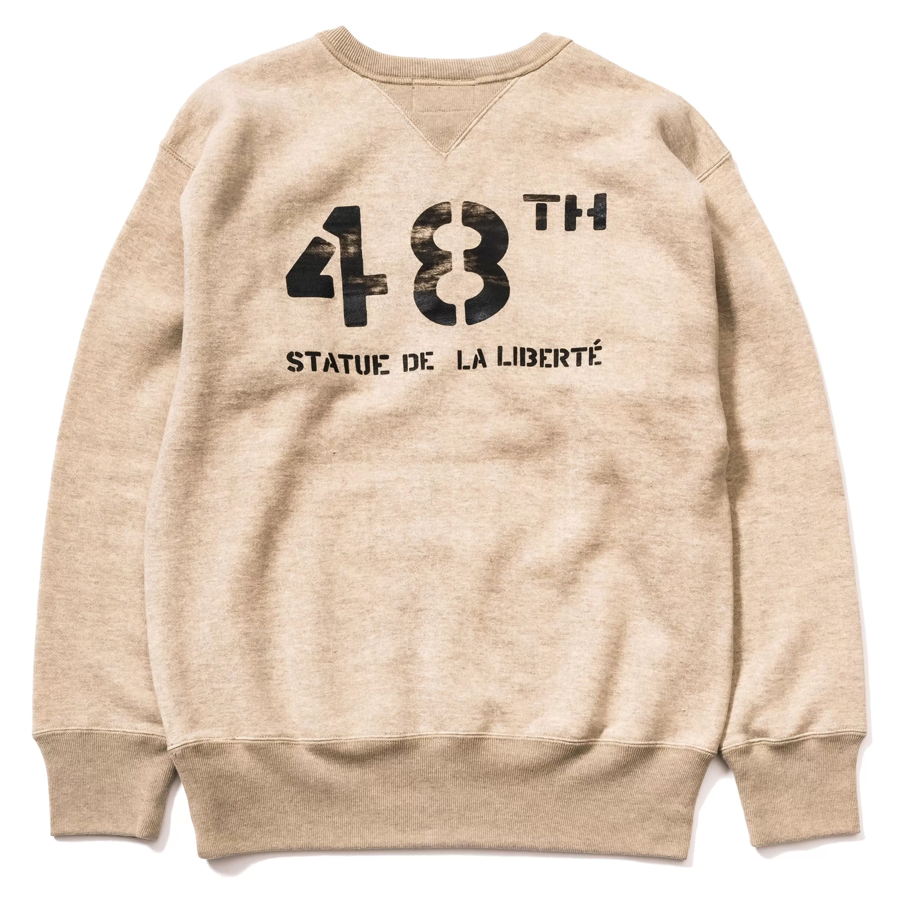 The Real McCoy's Military Print Sweatshirt / Statue De La Liberte 013 Oatmeal Best Sale