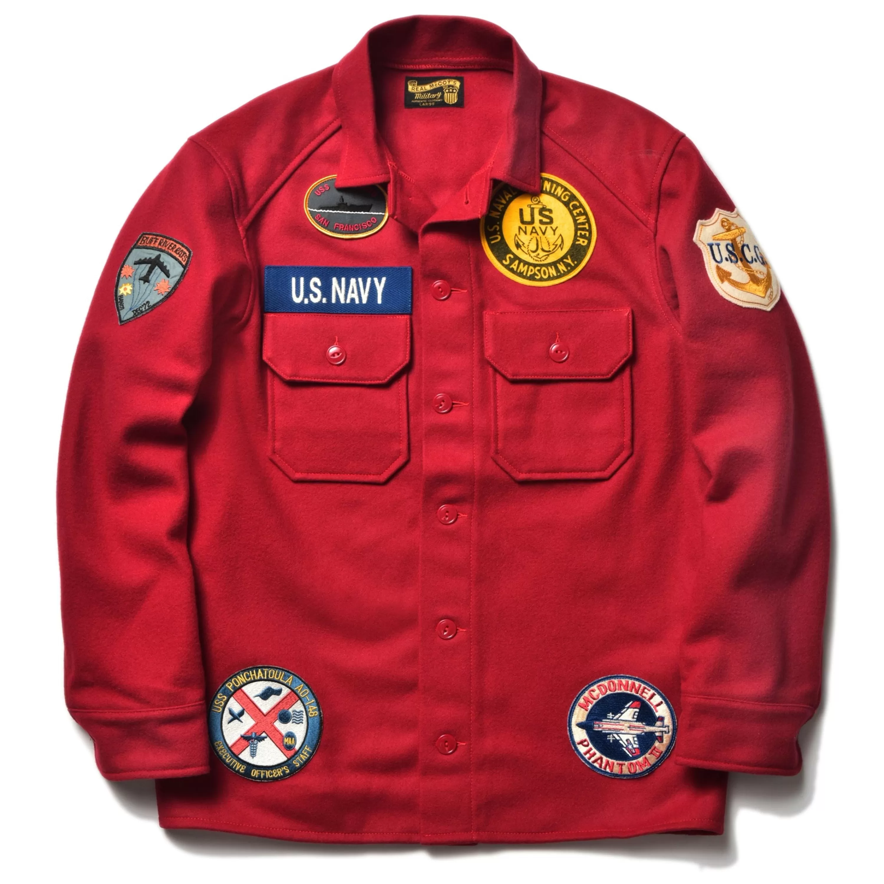 The Real McCoy's Military Souvenir Wool Shirt / U.S. Navy Red Sale
