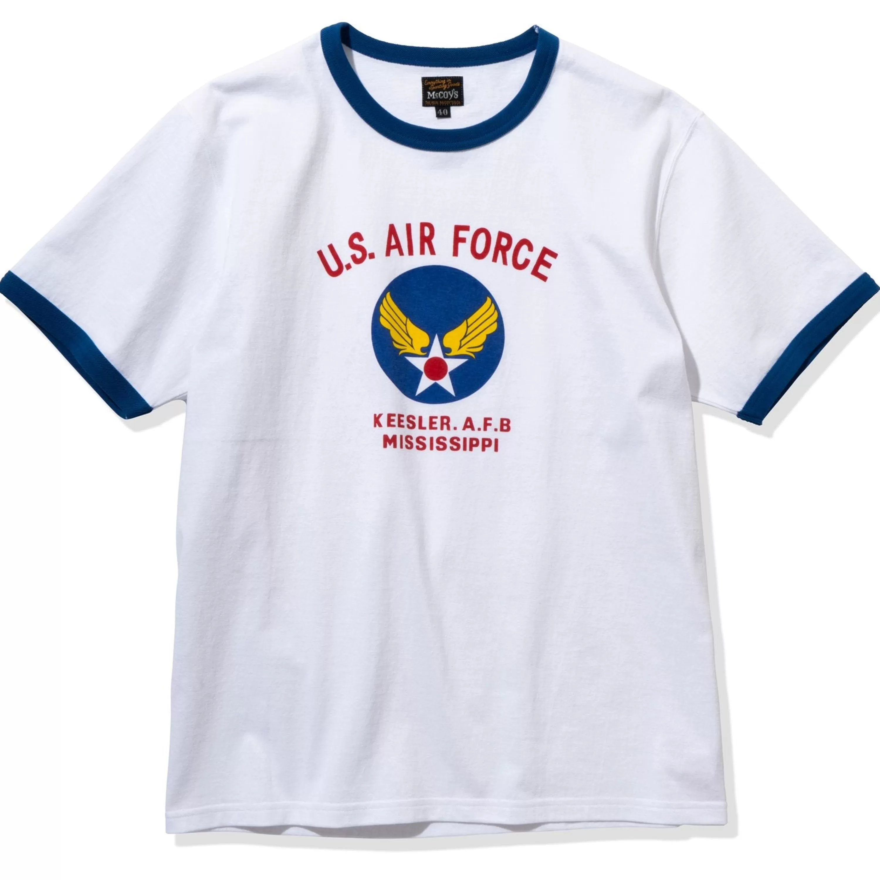 The Real McCoy's Military Tee / Keesler A.F.B. White/Blue Flash Sale