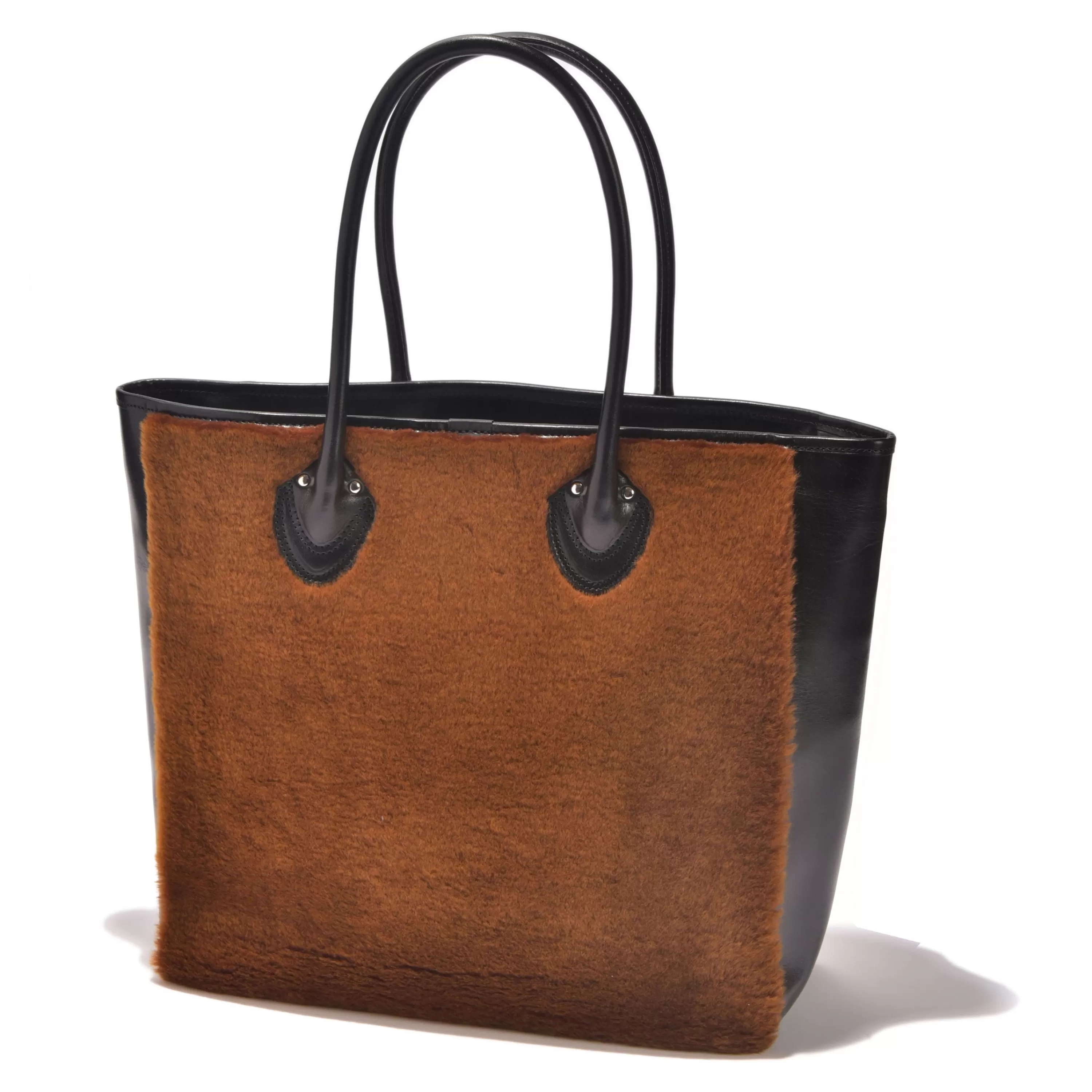 Joe McCoy Mouton Leather Tote Bag / Brown 305 Black/ Brown Store
