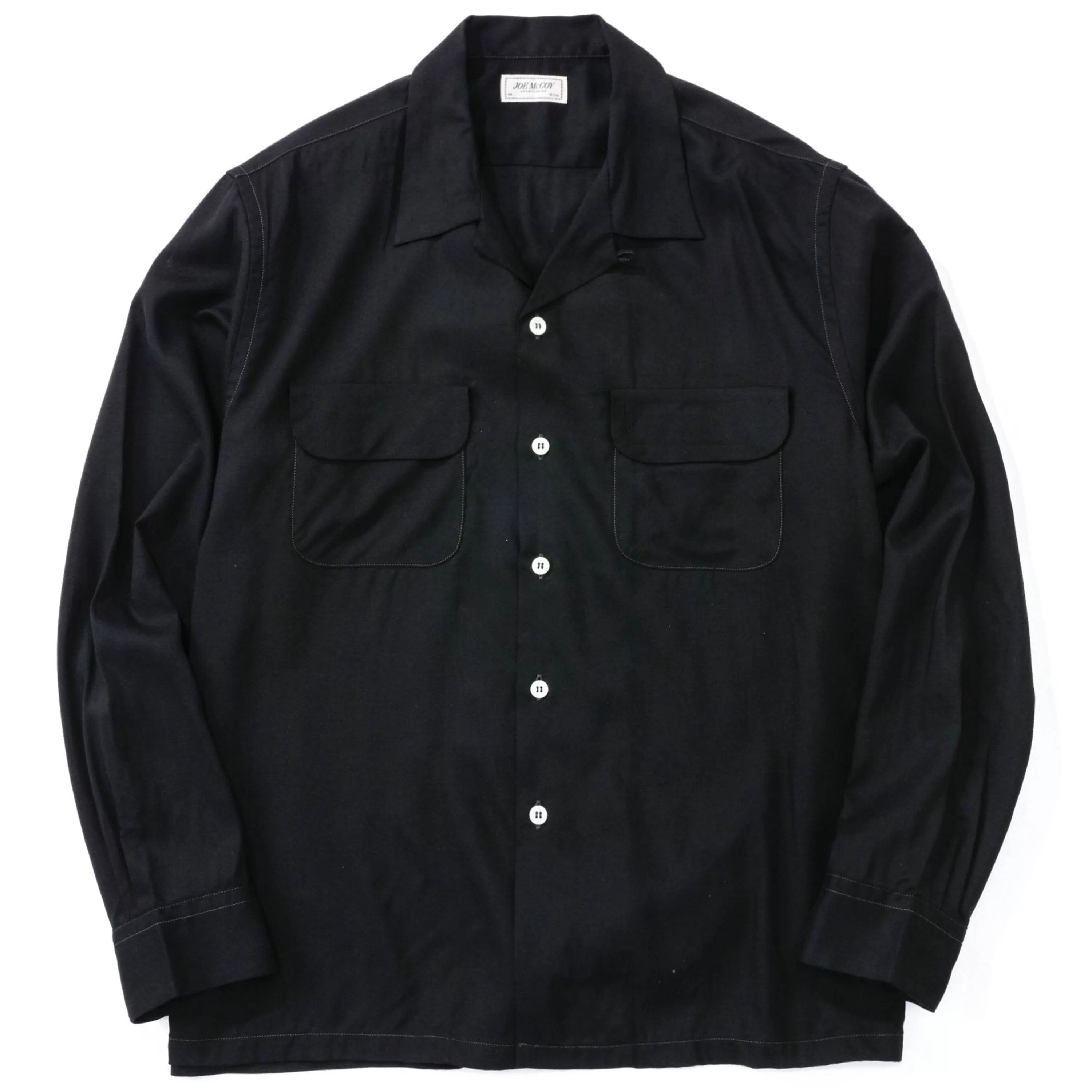 Joe McCoy Open Collar Rayon Shirt Black Best