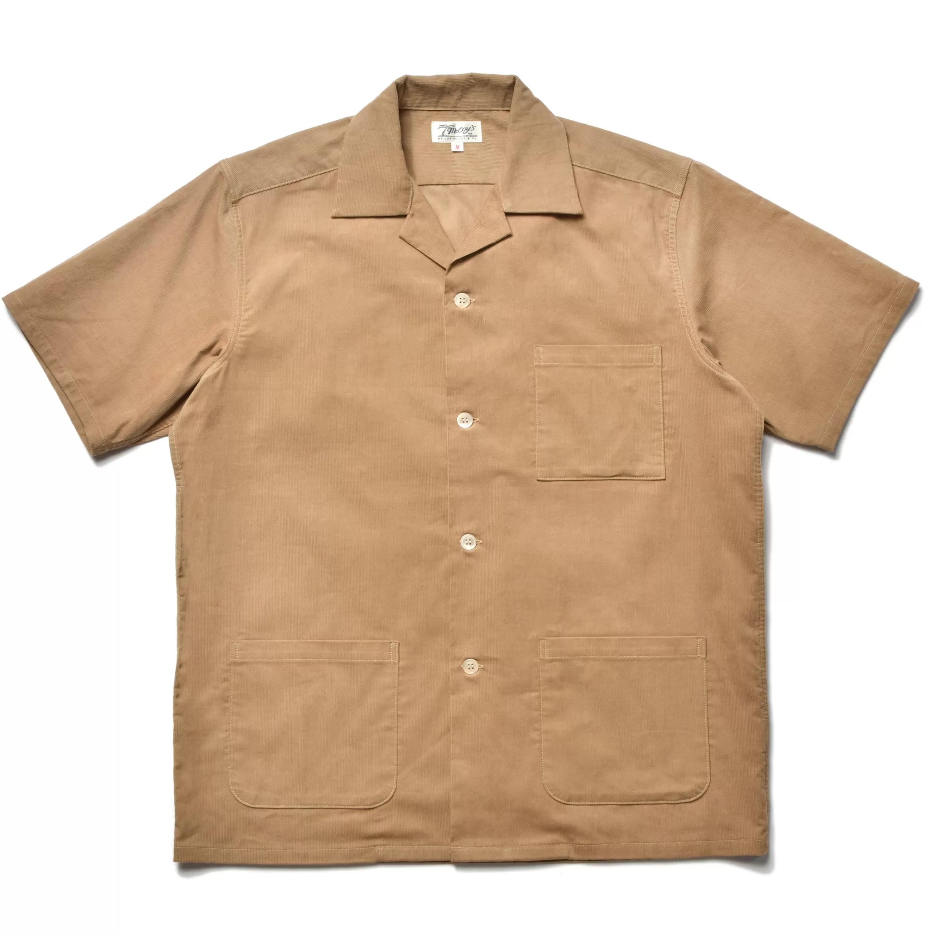 Joe McCoy Open Collar Resort S/S Shirt / Summer Corduroy 041 Beige Best