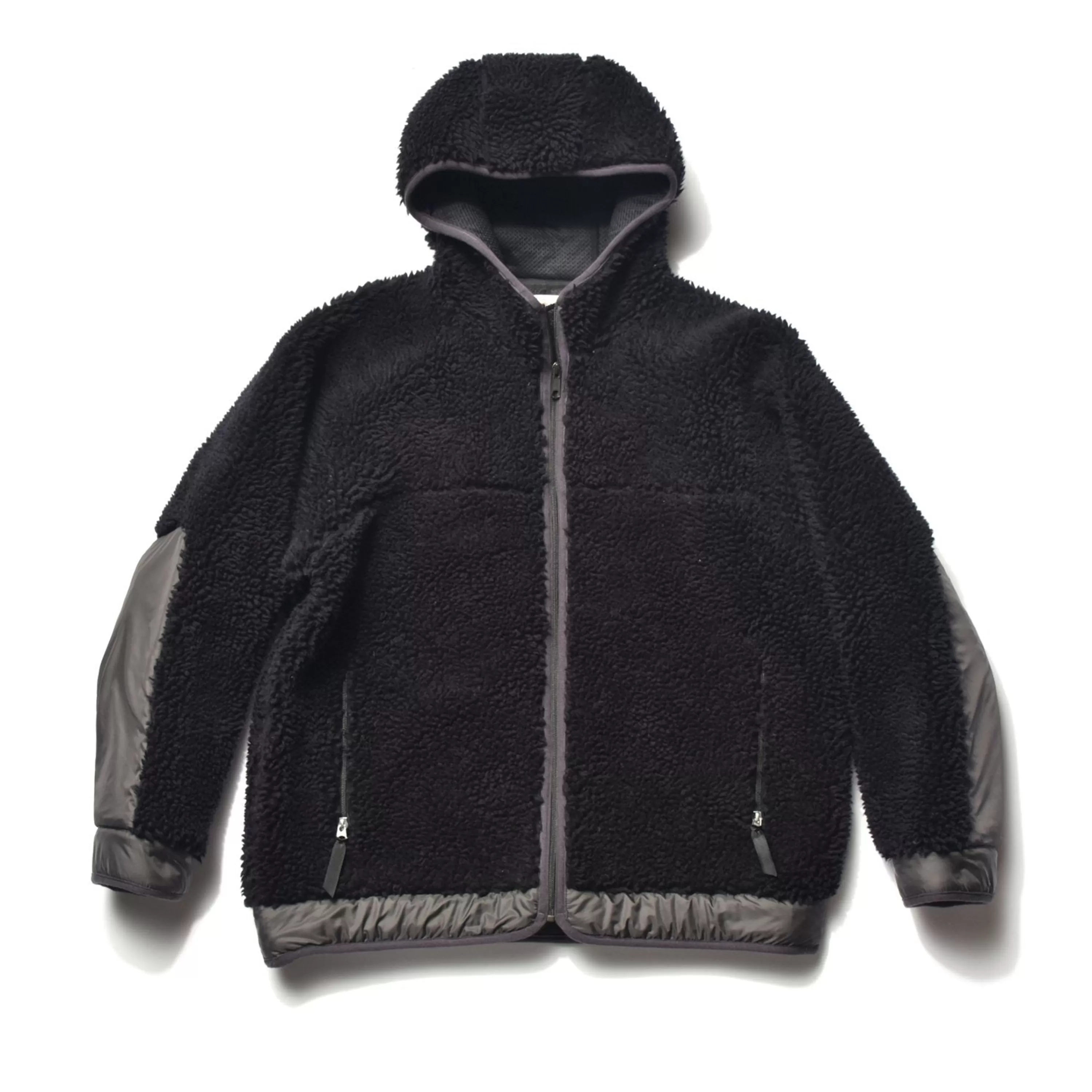 Joe McCoy Outdoor Wool Pile Hooded Jacket Black Store