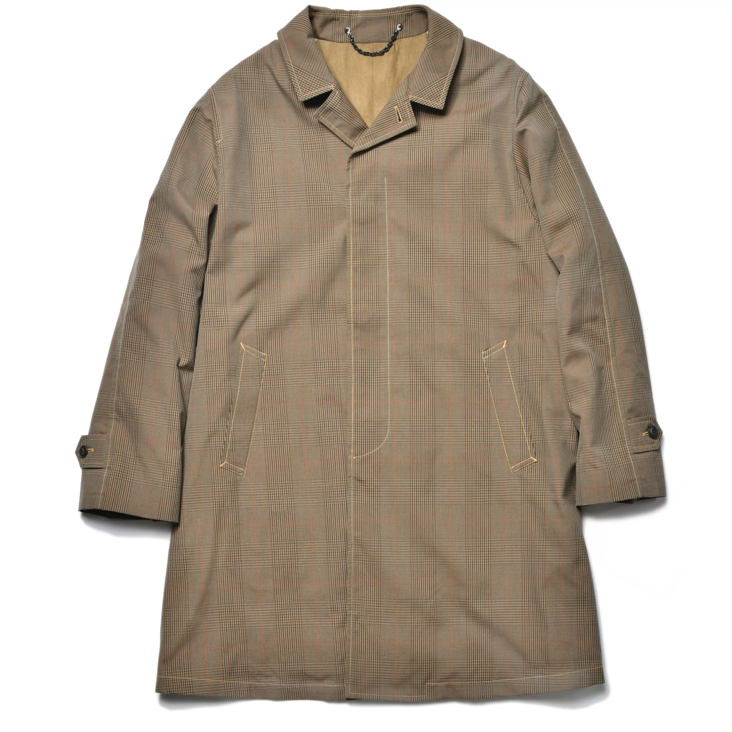 Joe McCoy Plaid-Check Rain Weather Coat Brown Best