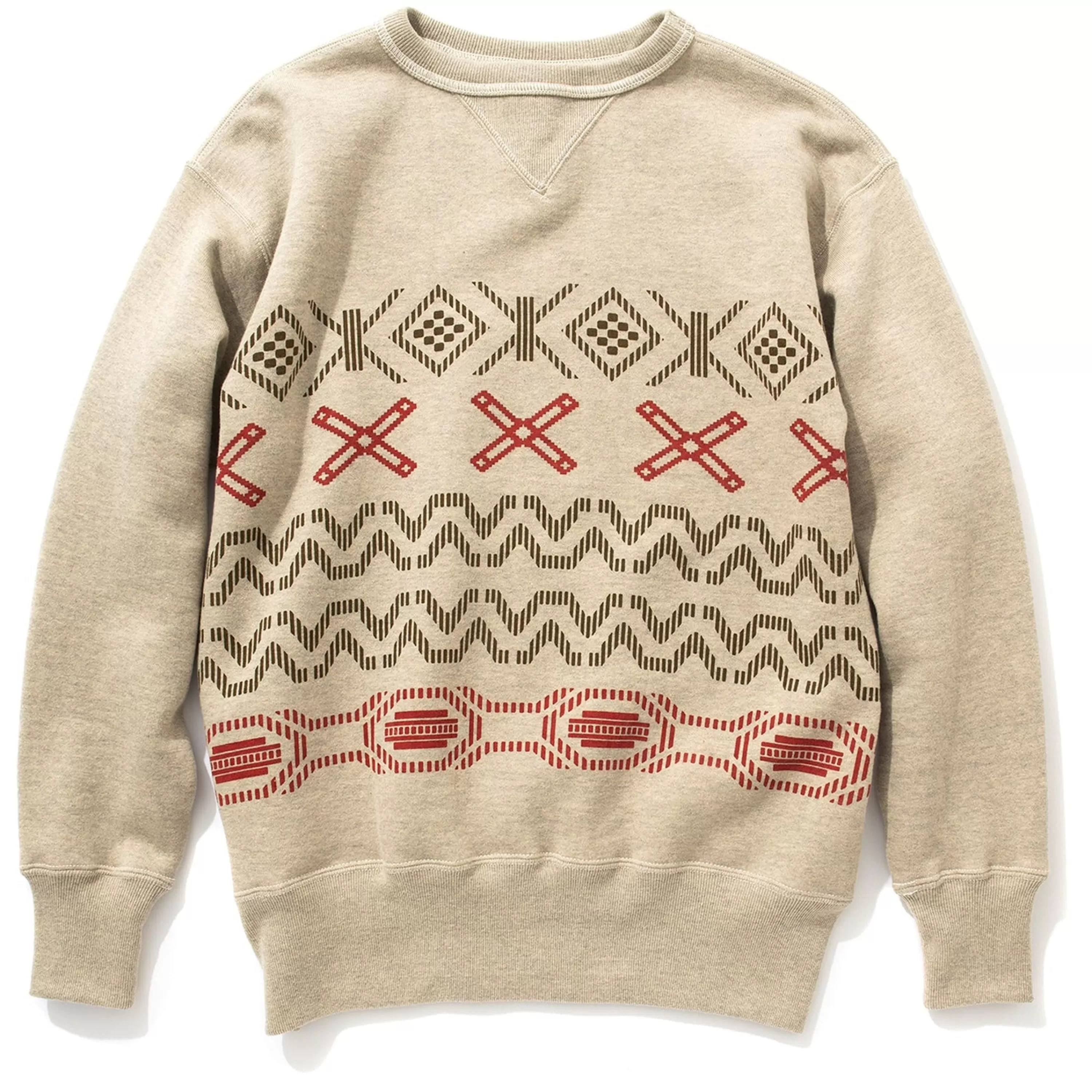 Joe McCoy Printed Native Pattern Sweatshirt Oatmeal Hot