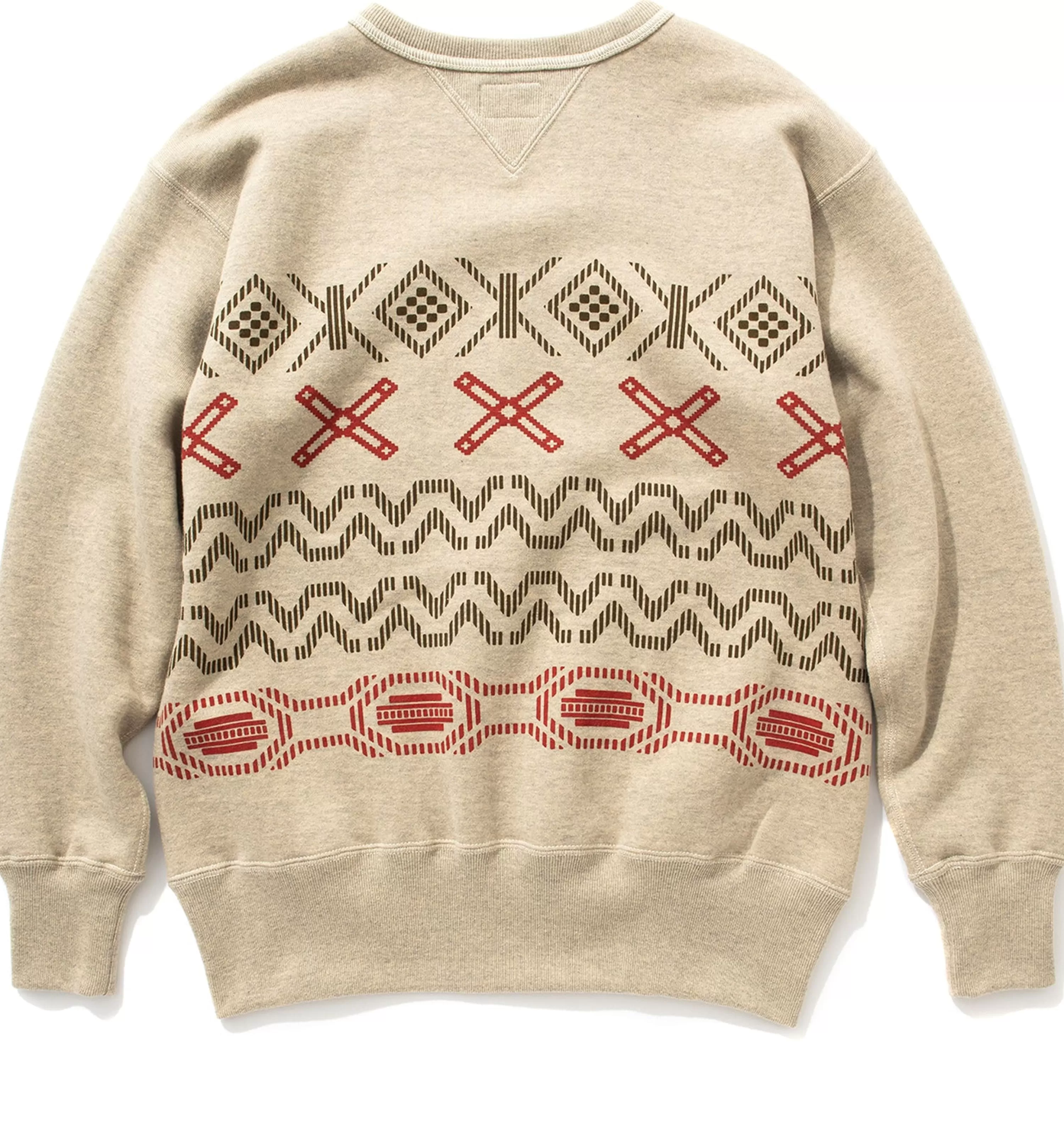 Joe McCoy Printed Native Pattern Sweatshirt Oatmeal Hot