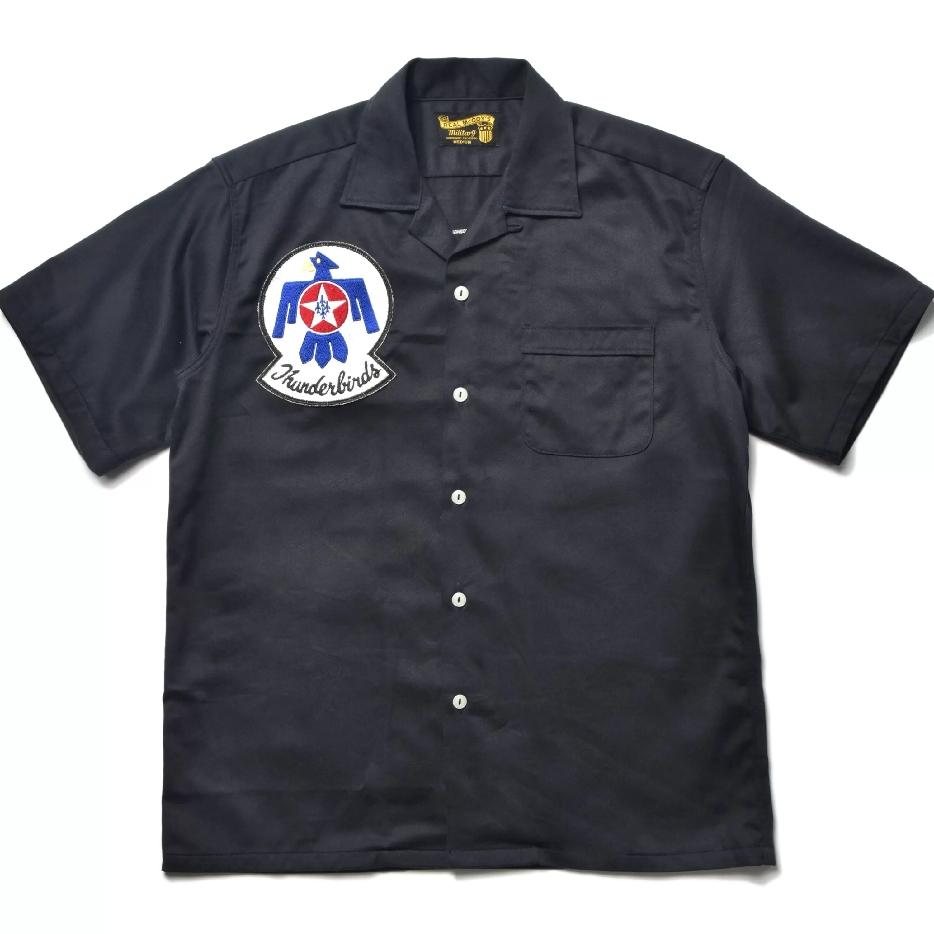 The Real McCoy's Rayon Open Collar Shirt / Thunderbirds 140 Navy Discount