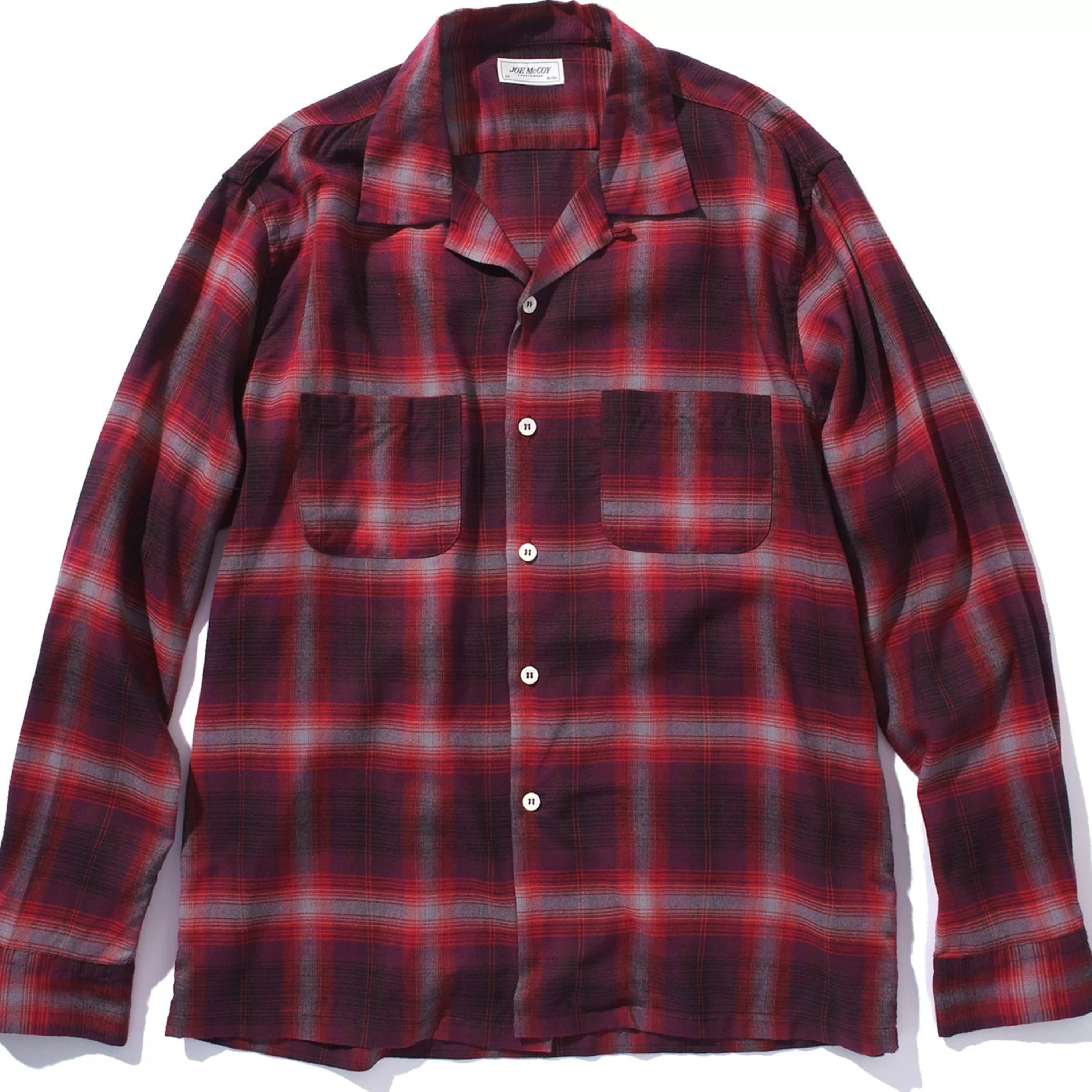 Joe McCoy Shadow Check Rayon Shirt Crimson Discount