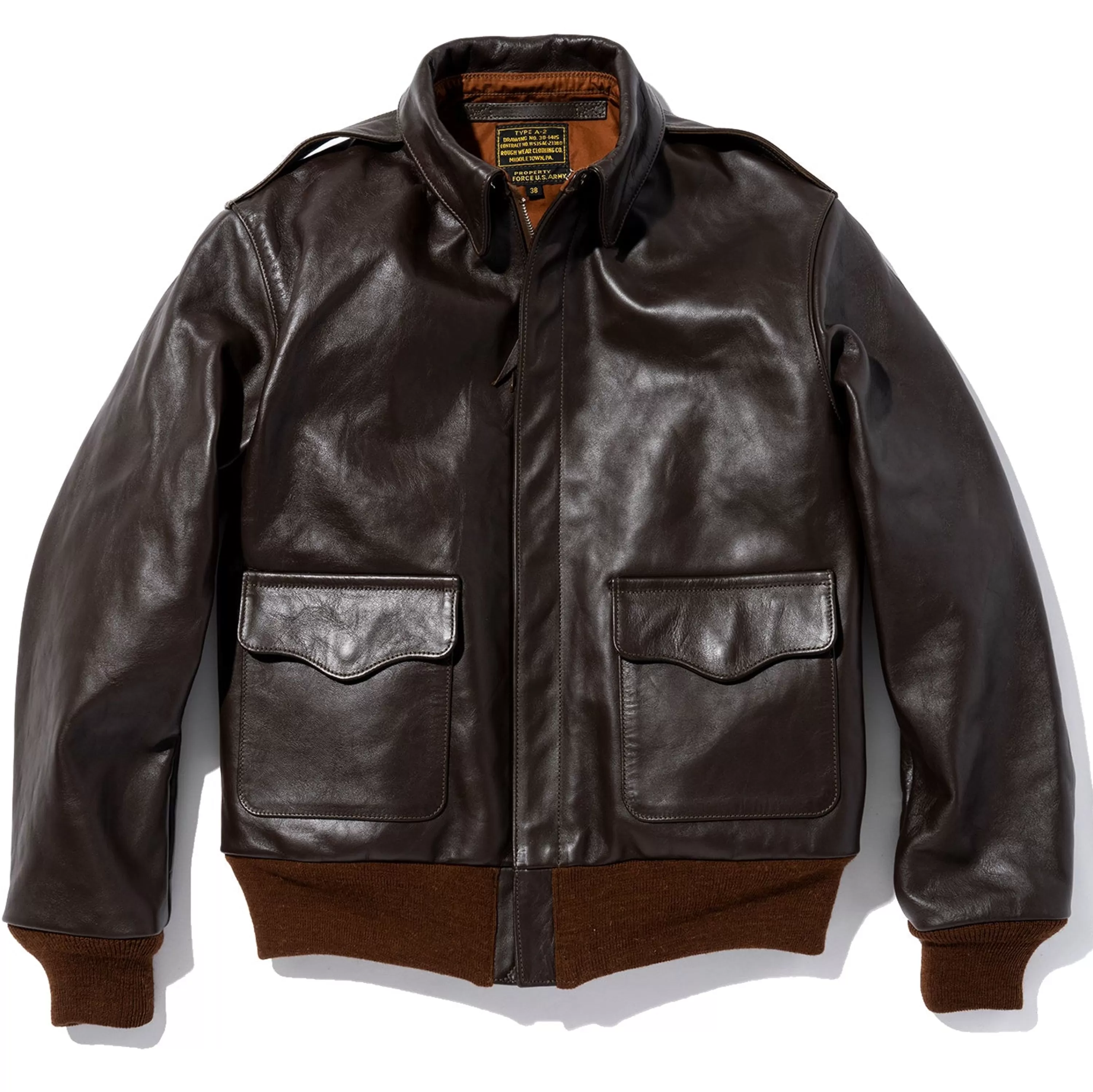 The Real McCoy's Type A-2 Rough Wear Clothing Co. 051 Seal Brown Cheap