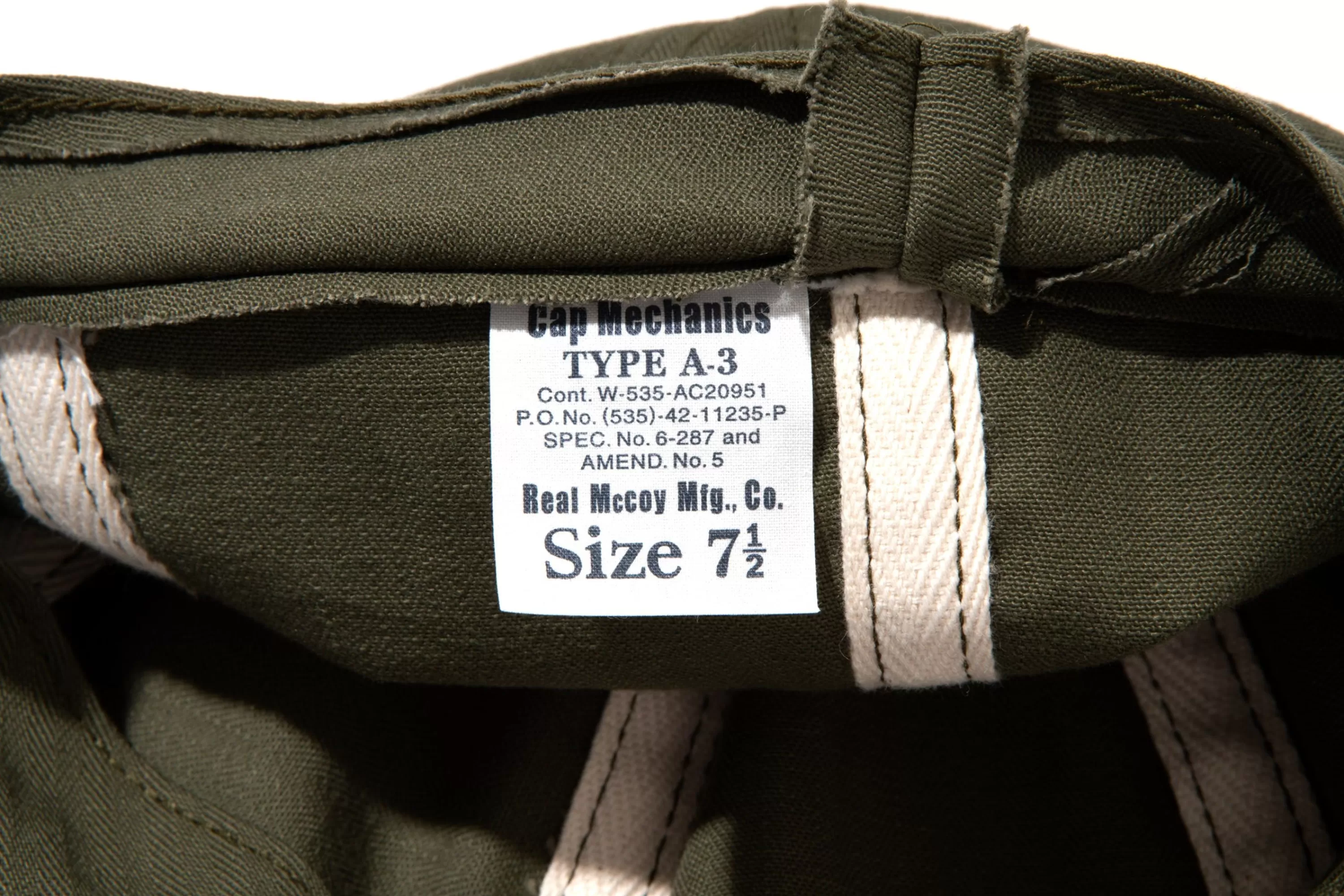 The Real McCoy's Type A-3 Cap 160 Olive Online