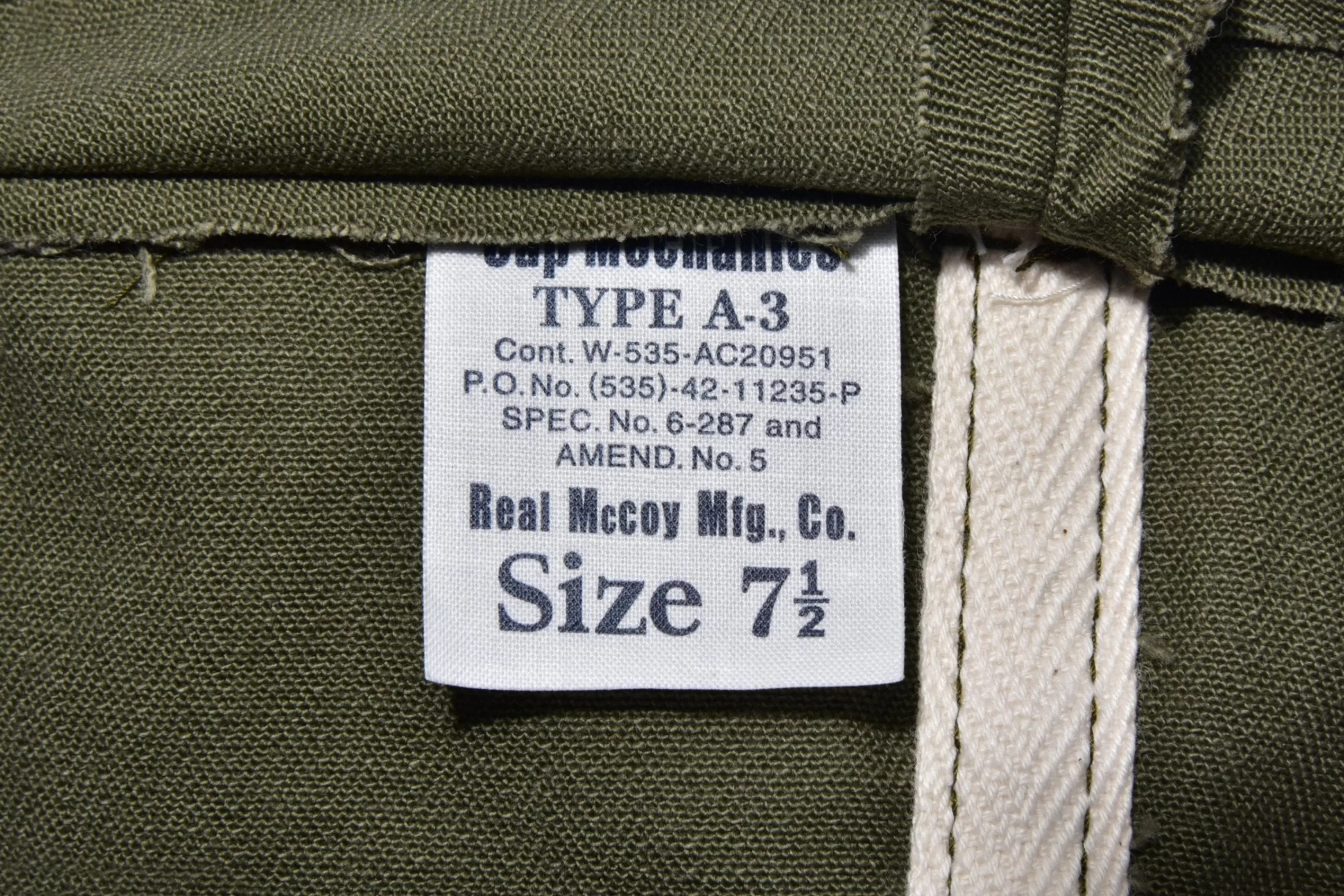 The Real McCoy's Type A-3 Cap / Decal 150 Olive Best Sale