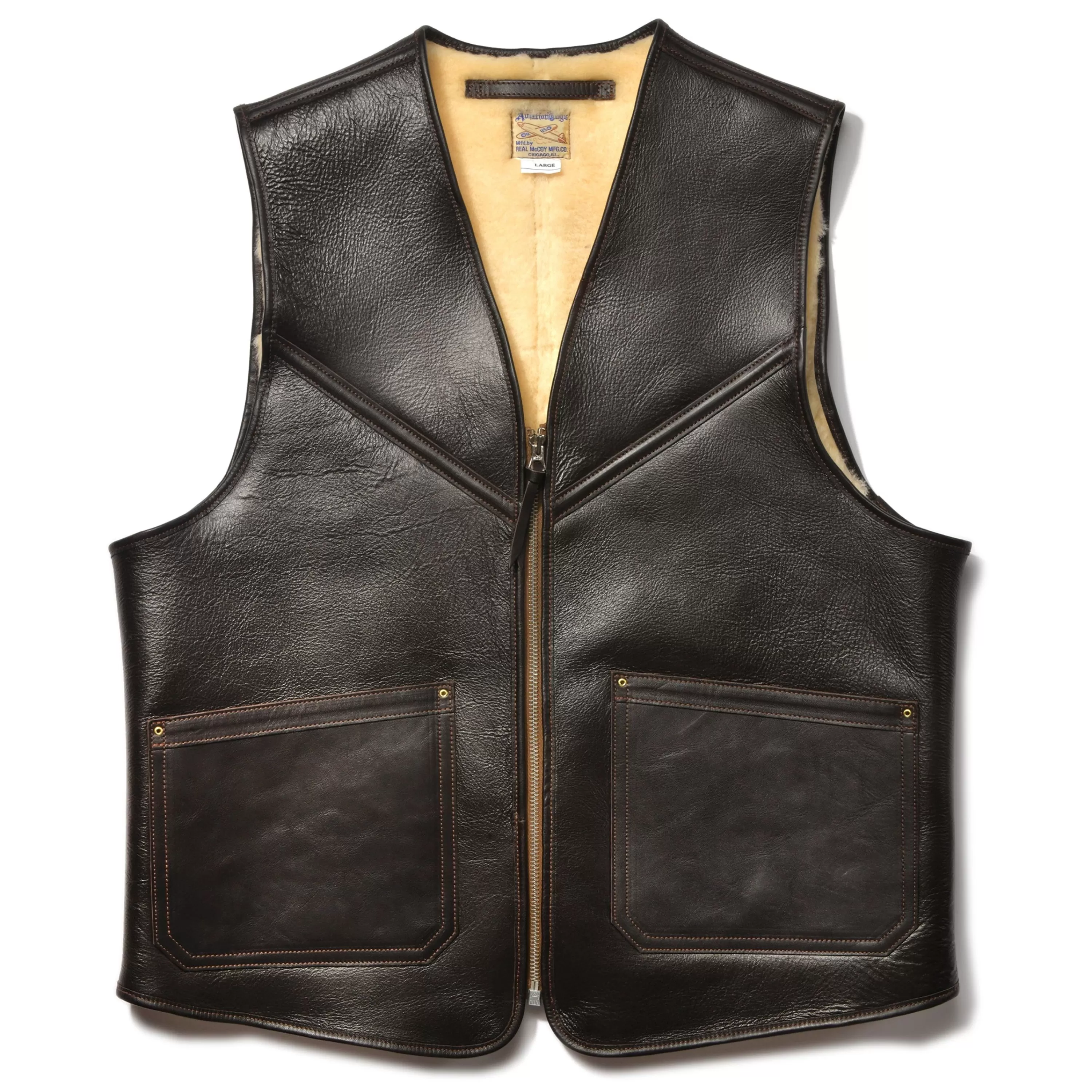 The Real McCoy's Type C-3 Vest Real Mccoy Mfg.Co. 051 Seal Brown Cheap