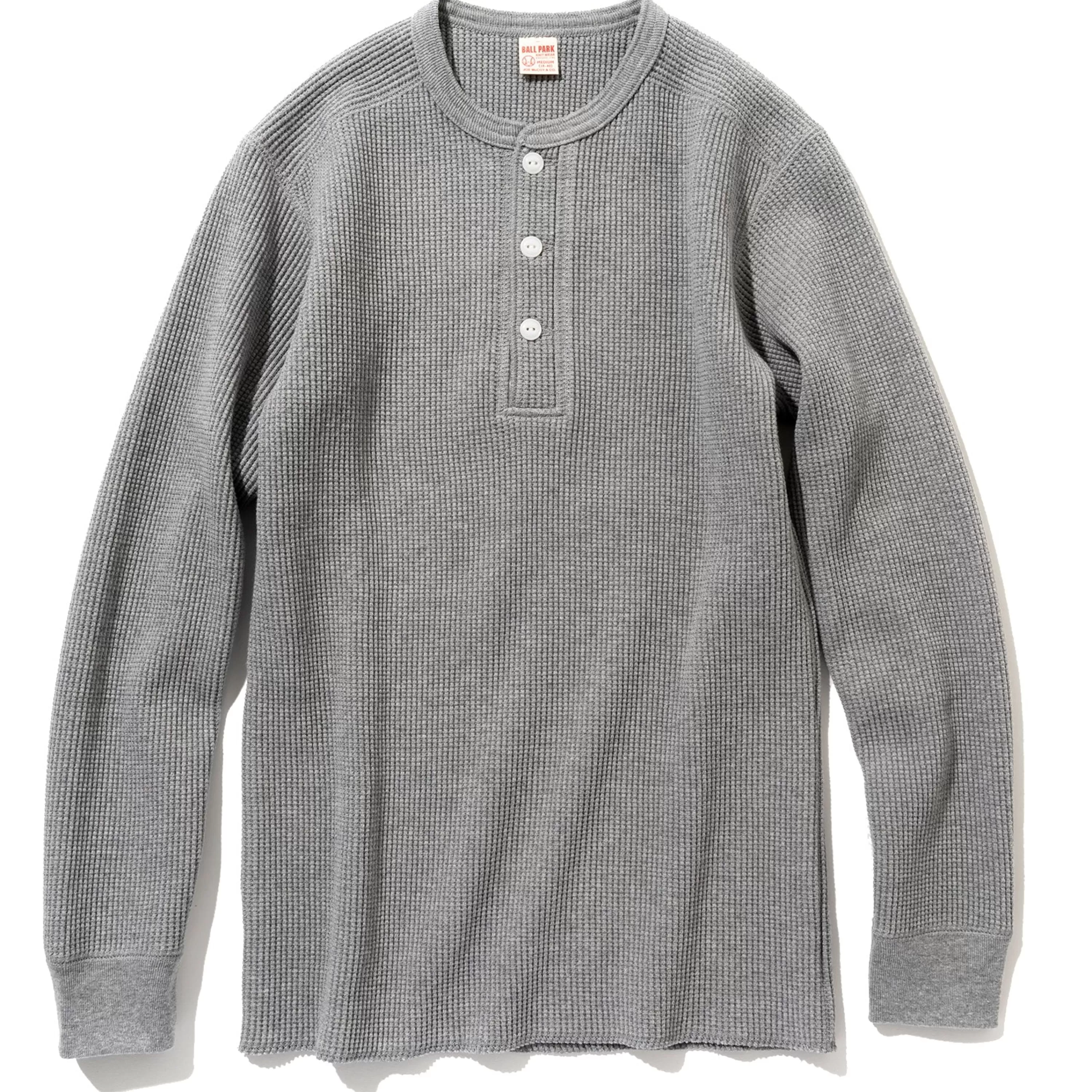 Joe McCoy Waffle Henley Shirt L/S 020 Grey Store