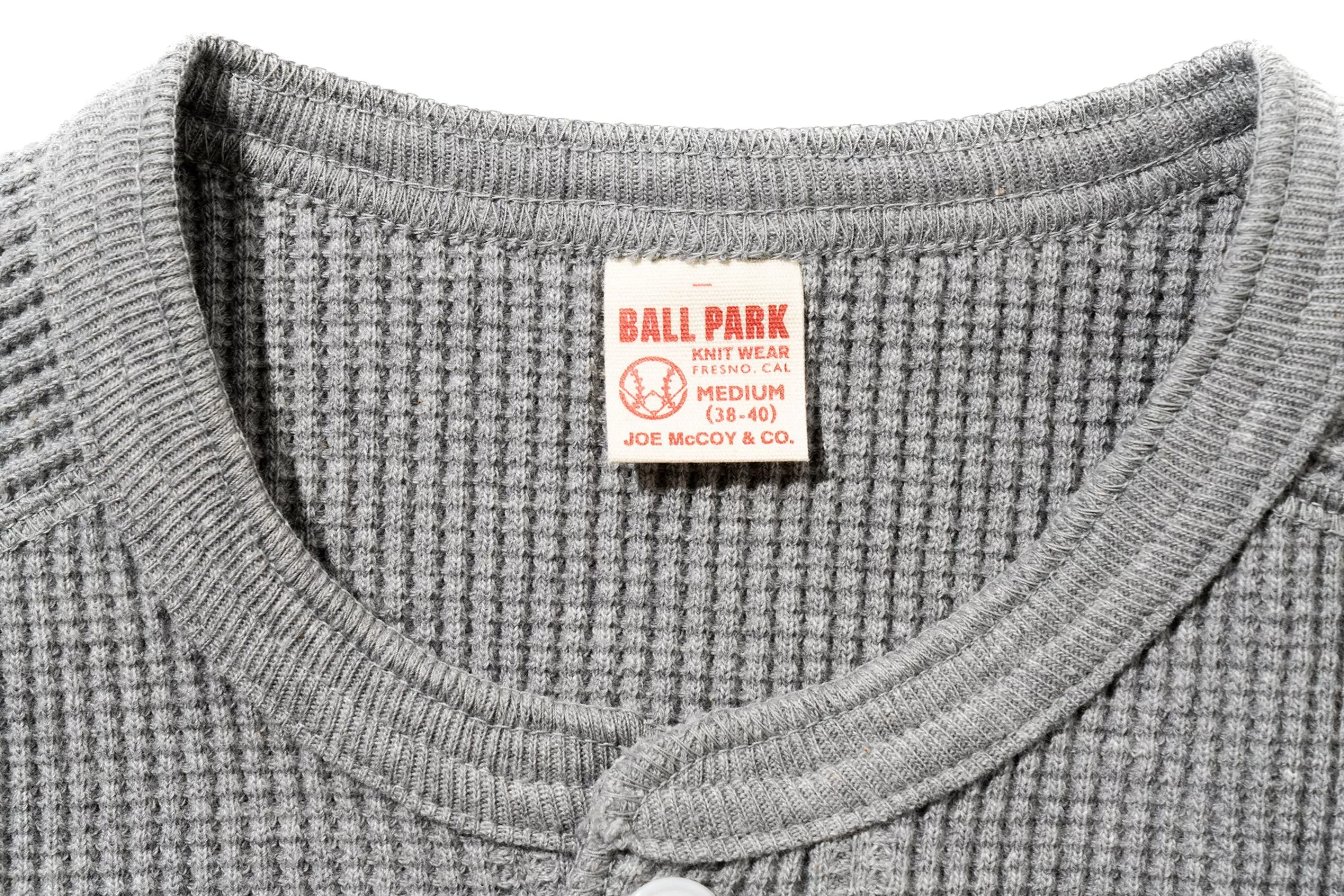 Joe McCoy Waffle Henley Shirt L/S 020 Grey Store