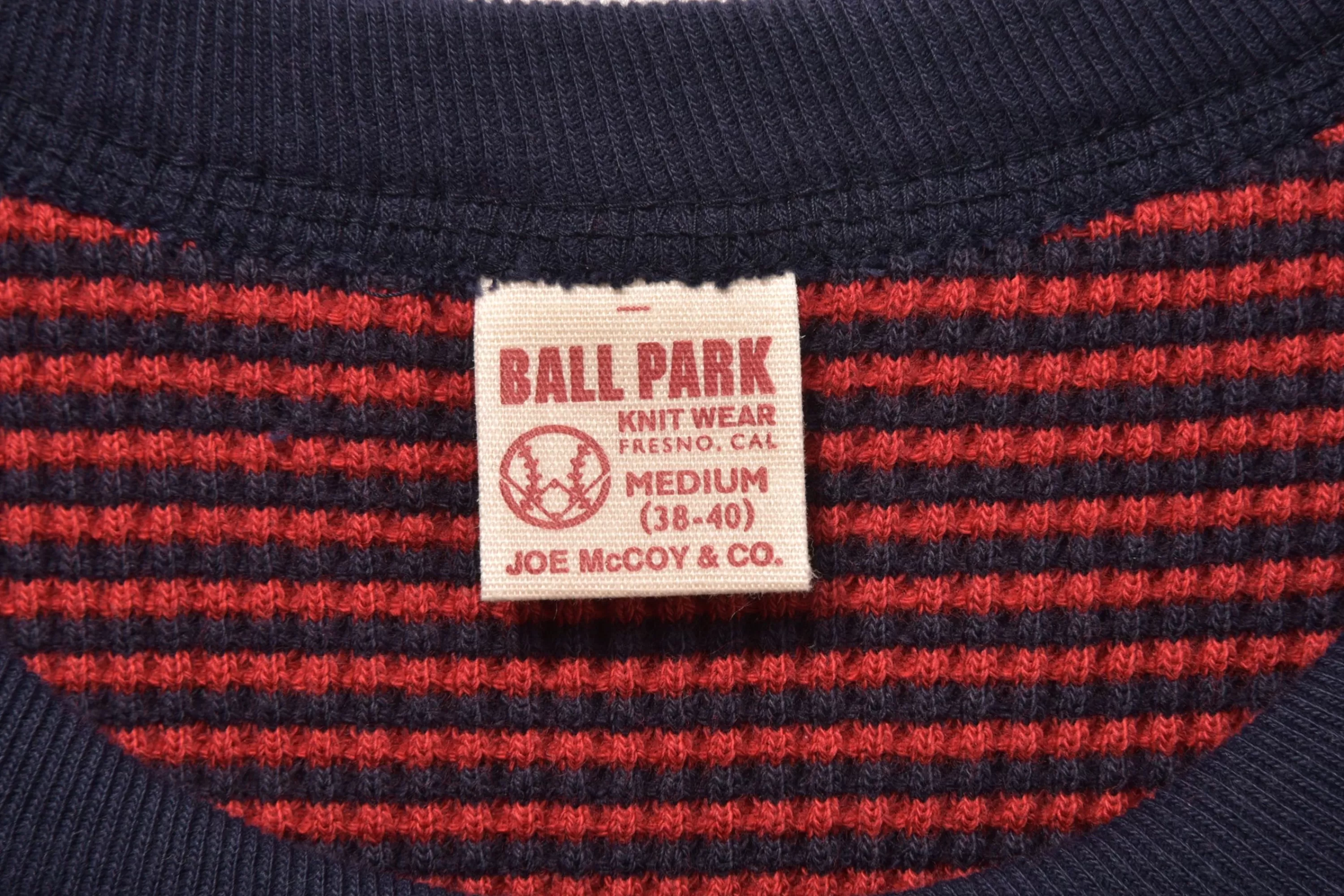 Joe McCoy Waffle Stripe Thermal Shirt L/S Navy/ \Nred Cheap