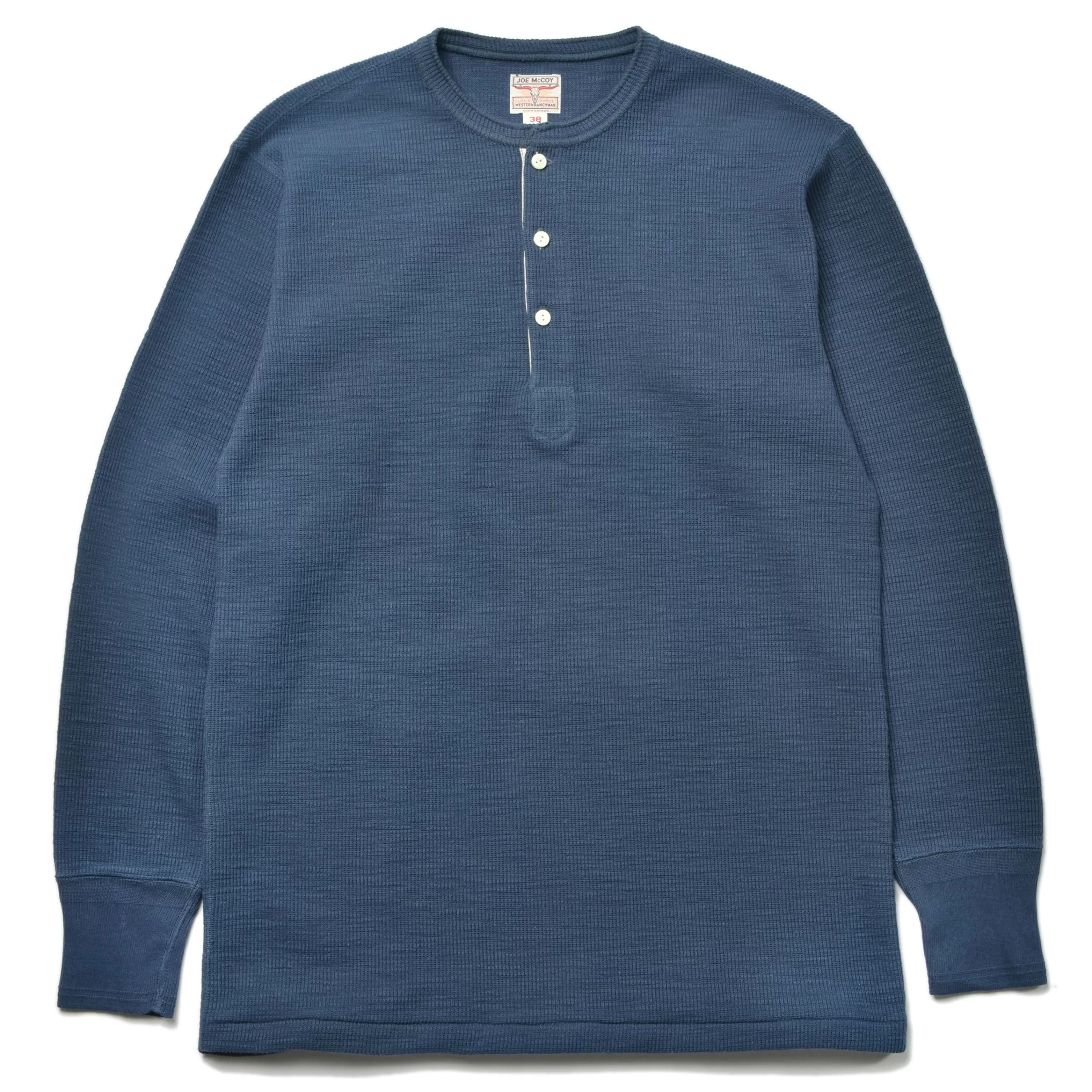 Joe McCoy Western Cardigan Stitch Henley Shirt 125 Cobalt Sale