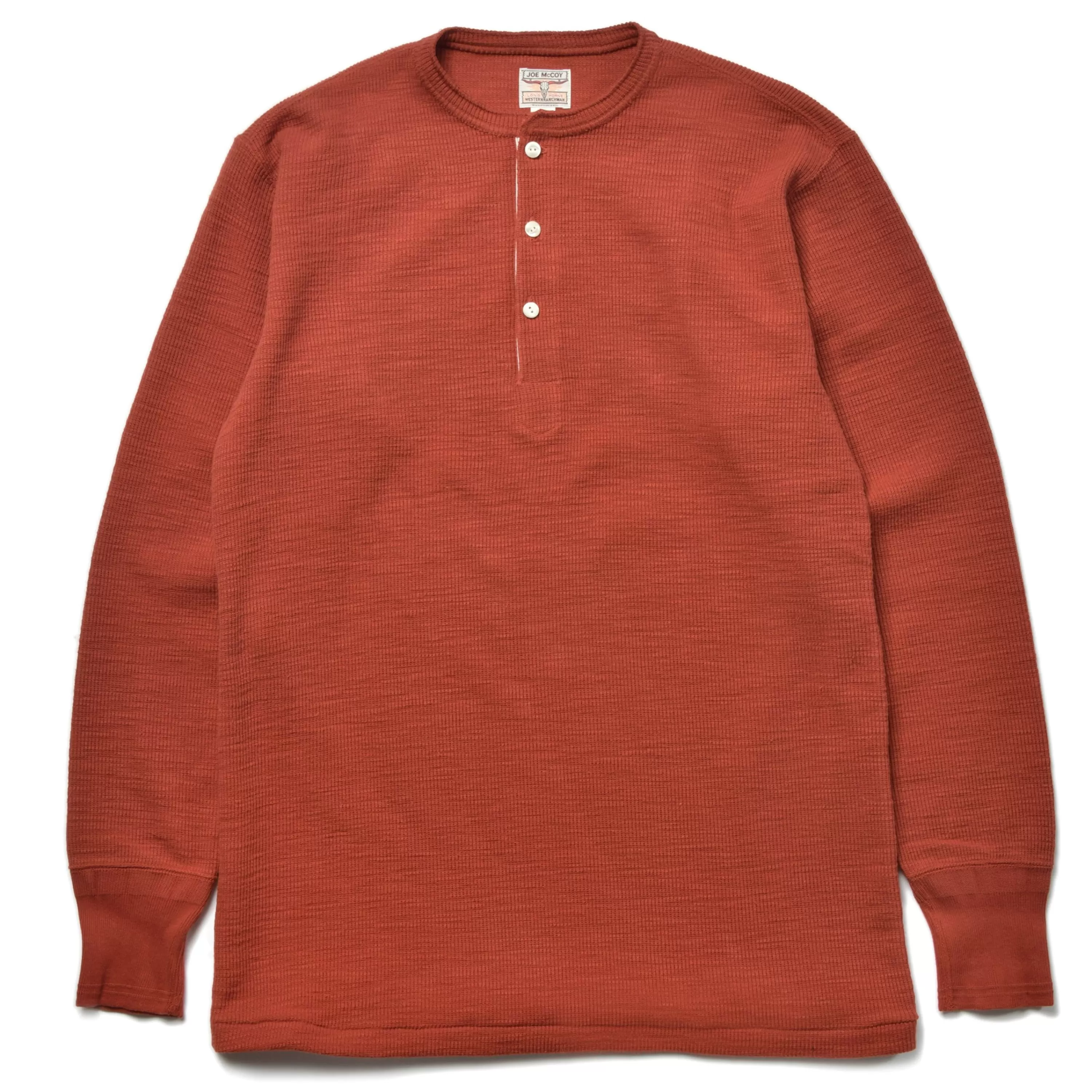 Joe McCoy Western Cardigan Stitch Henley Shirt 093 Brick Red Outlet