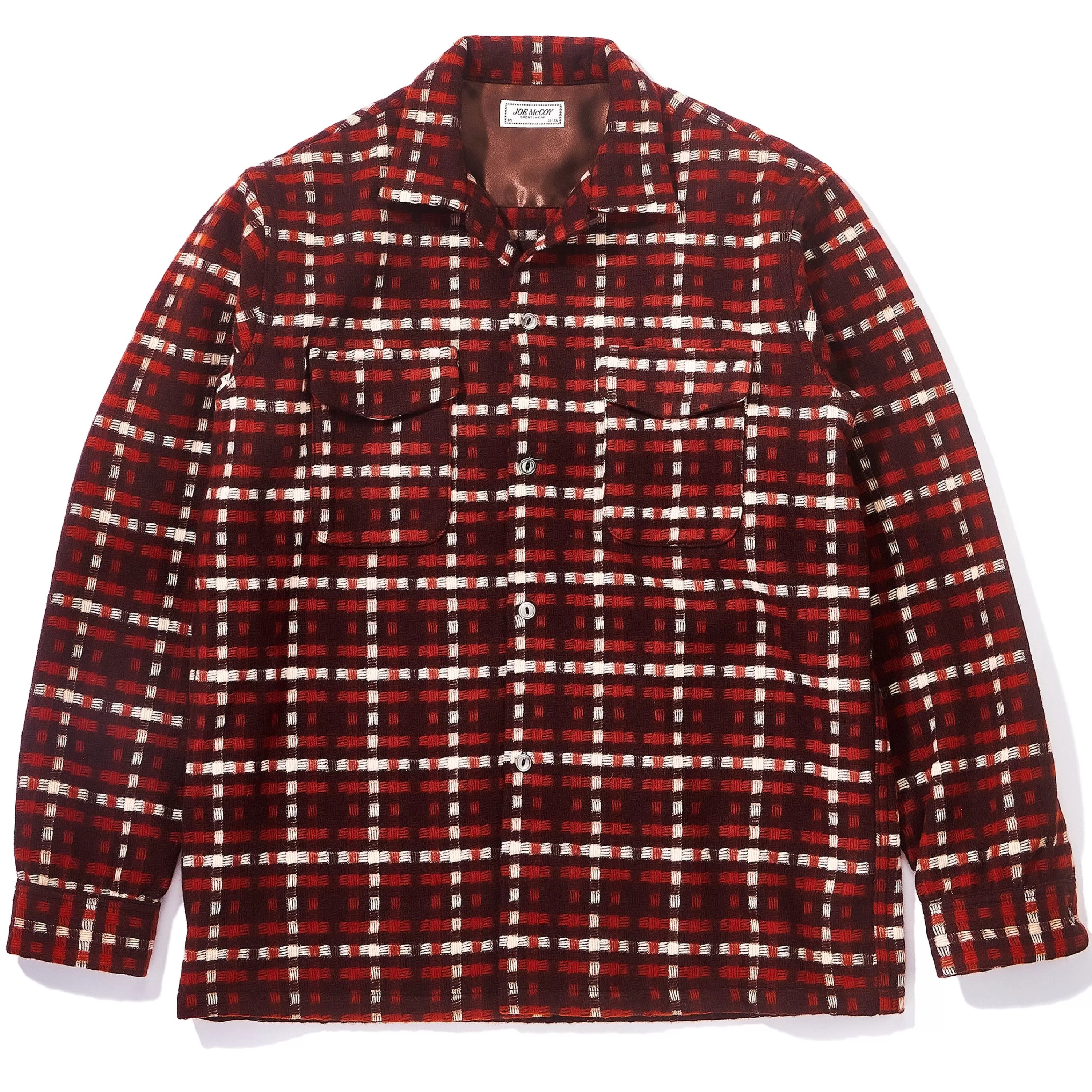 Joe McCoy Wool Stripe Open-Collar Shirt Brown/Orange Store